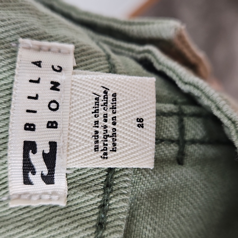 Billabong Wall to Wall Denim Cargo Pants 100% Cotton Sz 28 Green - Picture 4 of 7